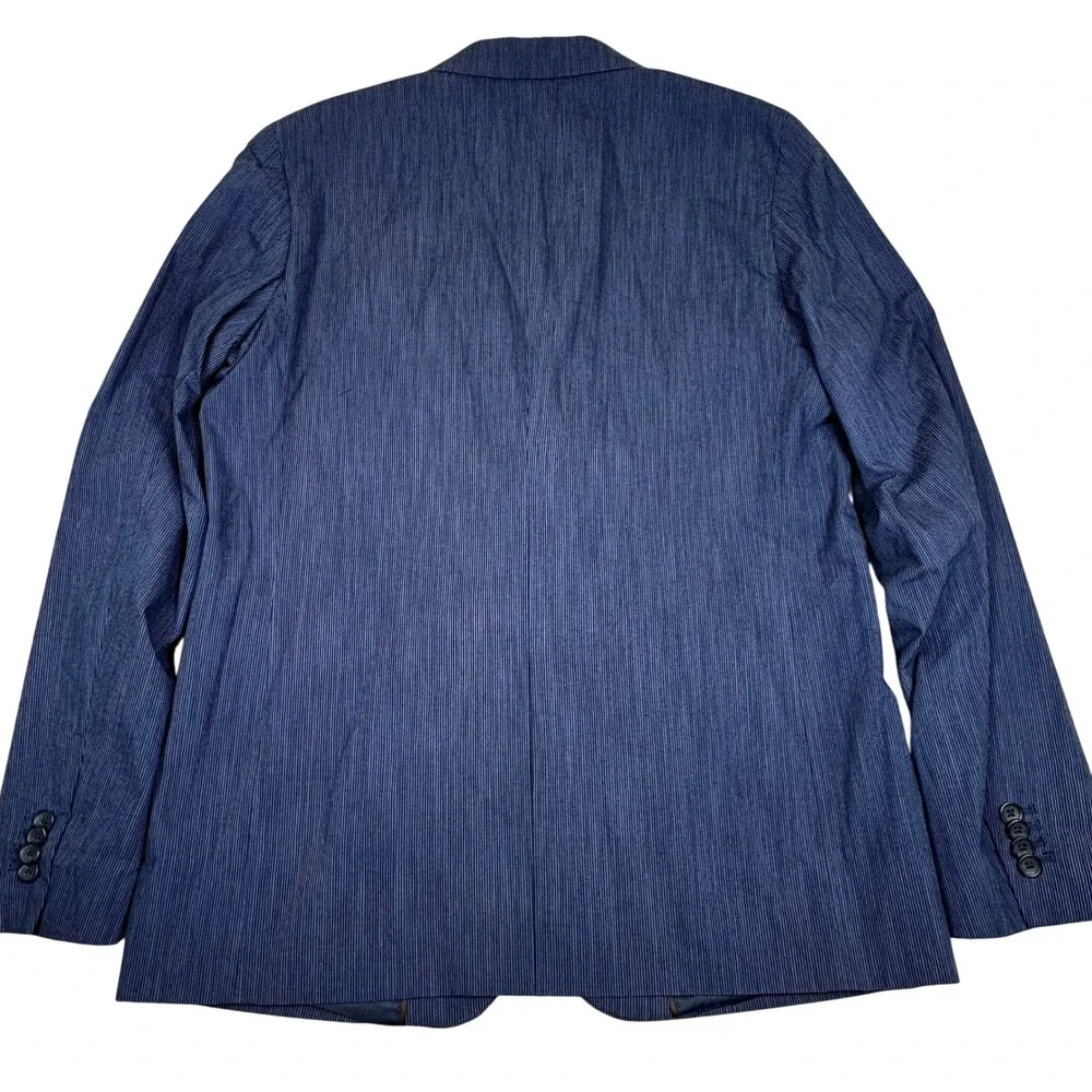 Banana Republic Slim Fit Mens Blazer 42L Striped Navy Blue Two‎ Button Jacket